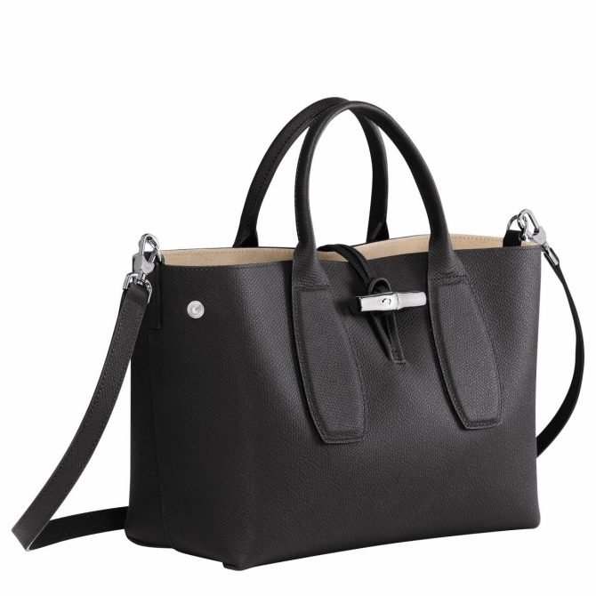 Women Handbags | Longchamp Le Roseau M Handbag Black