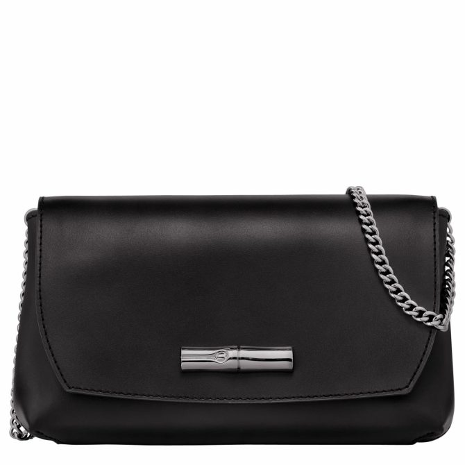 Women Clutches | Longchamp Le Roseau Clutch Black