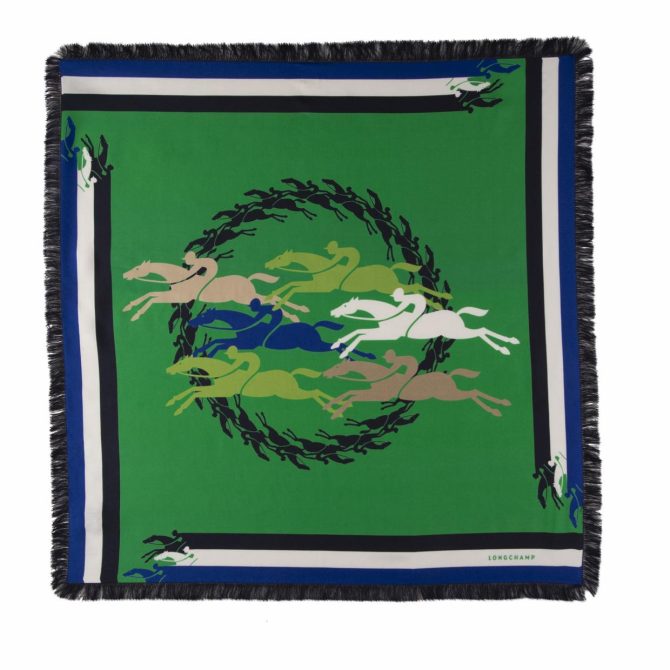 Women Silk Scarves | Longchamp Longchamp Jumping Silk Scarf 70 Green