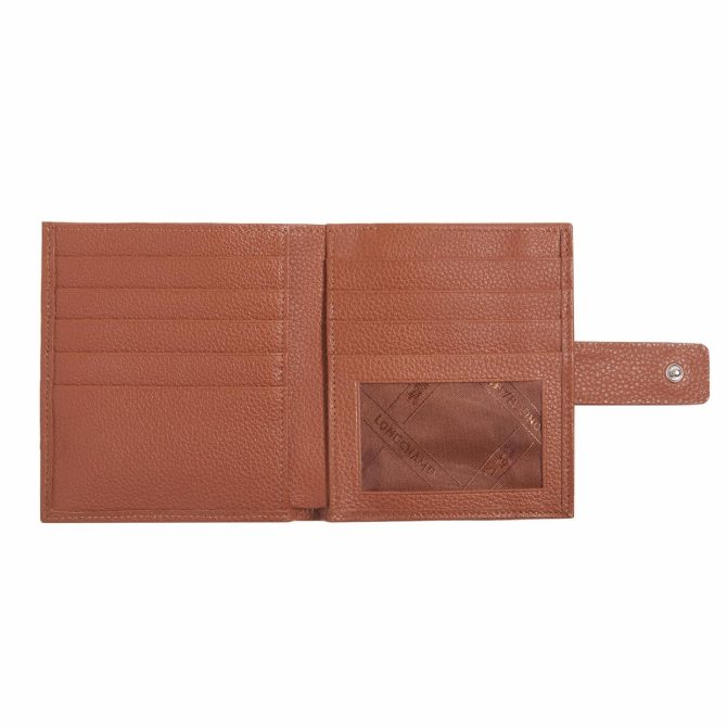 Women Leather Wallets | Longchamp Le Foulonné Compact Wallet Caramel