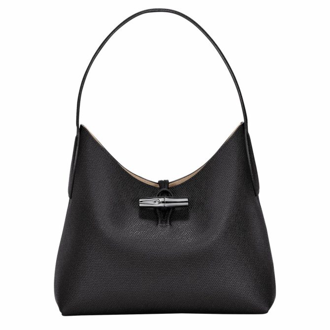 Women Shoulder Bags | Longchamp Le Roseau M Hobo Bag Black