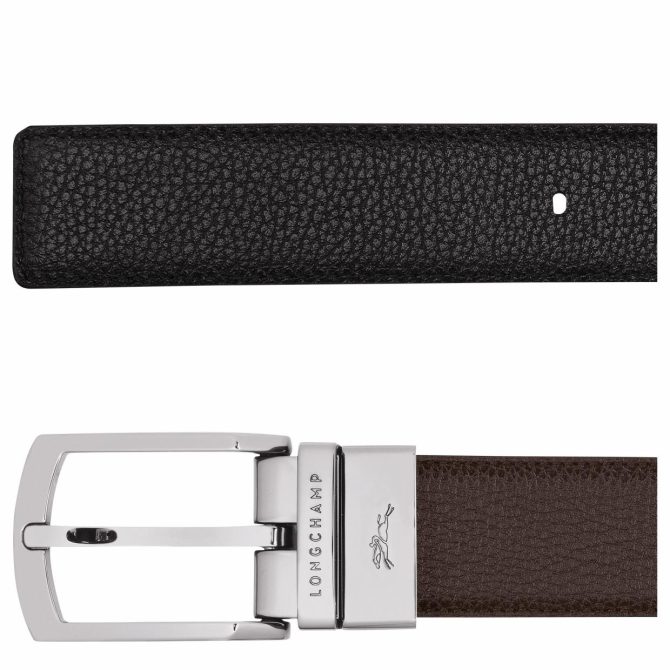 Men Belts | Longchamp Le Foulonné Men's Belt Mocha/Black