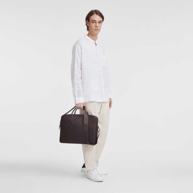 Men Briefcase | Longchamp Longchamp Sur Seine M Briefcase Mocha