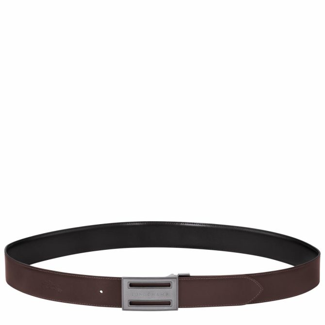 Men Belts | Longchamp Delta Box Men's Belt Black/Mocha