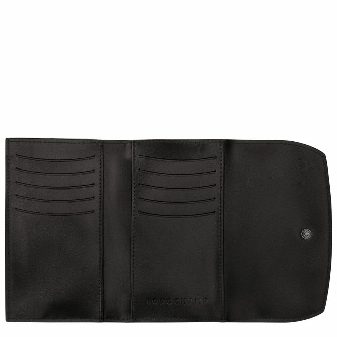 Women Wallets | Longchamp Le Roseau Wallet Black