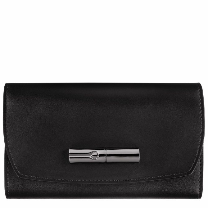 Women Wallets | Longchamp Le Roseau Wallet Black