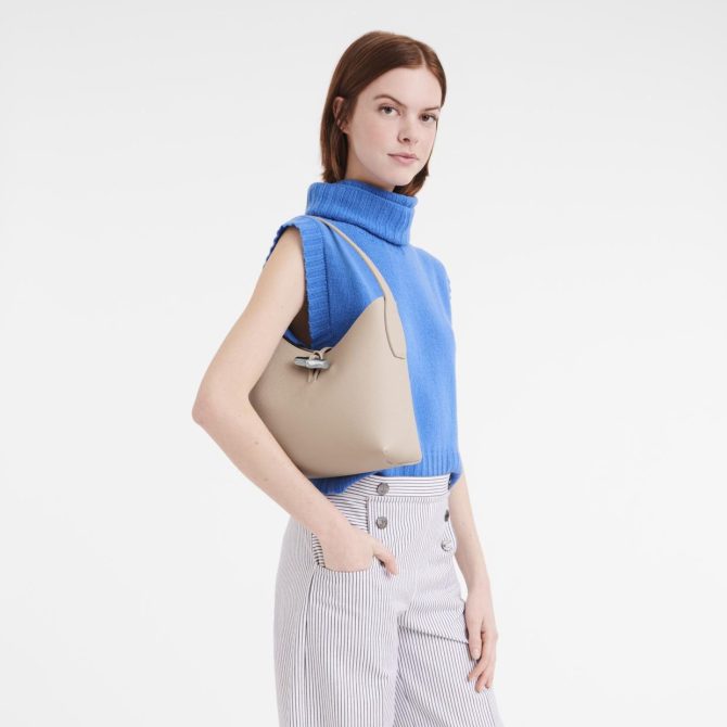 Women Shoulder Bags | Longchamp Le Roseau M Hobo Bag Paper