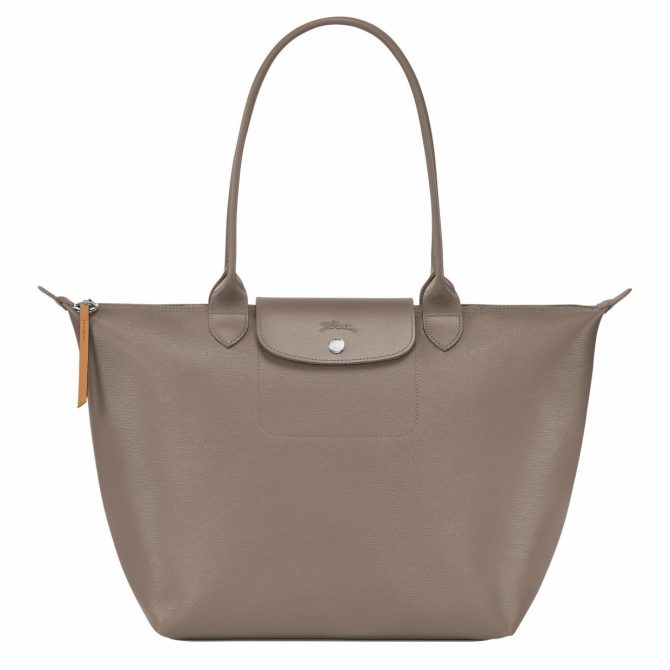 Women Shoulder Bags | Longchamp Le Pliage City L Tote Bag Taupe