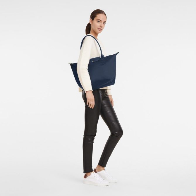 Women Shoulder Bags | Longchamp Le Pliage Green L Tote Bag Navy