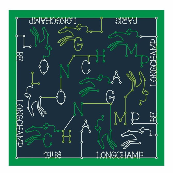 Women Silk Scarves | Longchamp Parcours Longchamp Silk Scarf 50 Navy