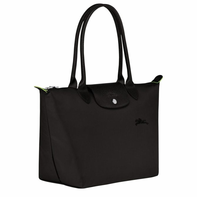 Women Shoulder Bags | Longchamp Le Pliage Green M Tote Bag Black