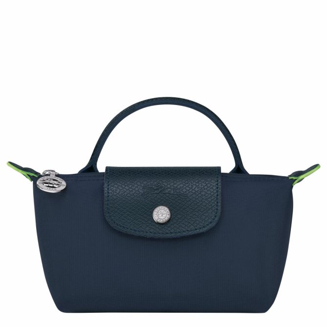 Men/Women Pouches & Cases | Longchamp Le Pliage Green Pouch With Handle Navy