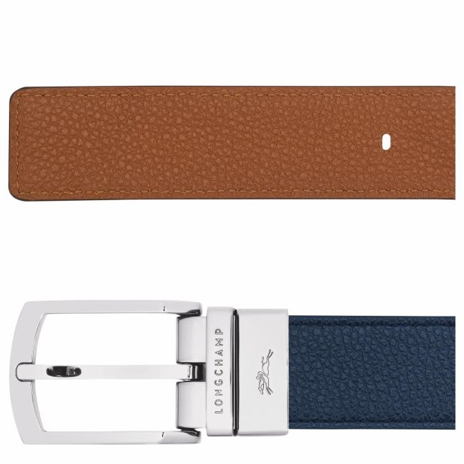 Men Belts | Longchamp Le Foulonné Men's Belt Navy/Caramel