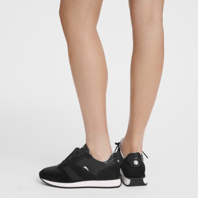 Women Sneakers | Longchamp Le Pliage Green Sneakers Black