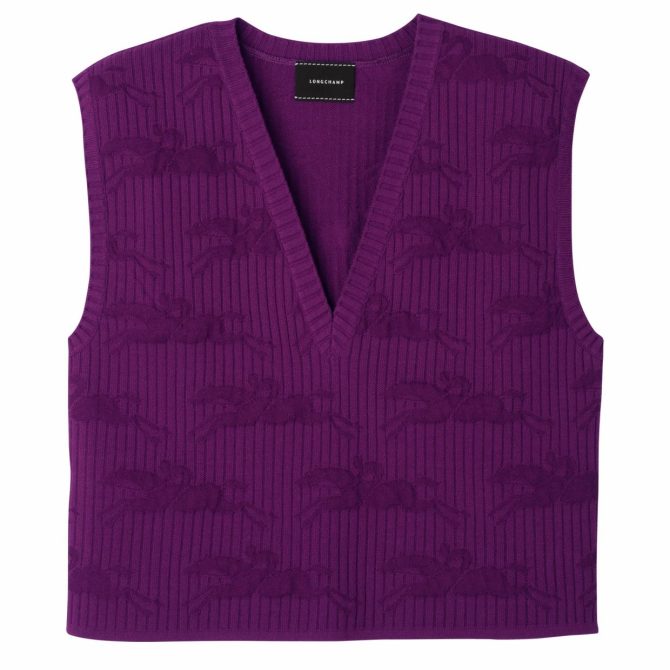 Women Knitwear | Longchamp Sleeveless Sweater Violet