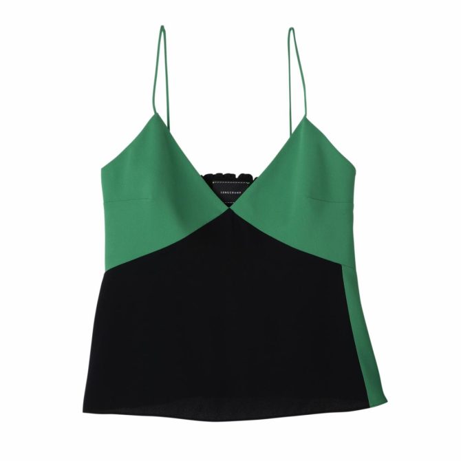 Women Tops & Blouses | Longchamp Thin Strap Top Green/Black