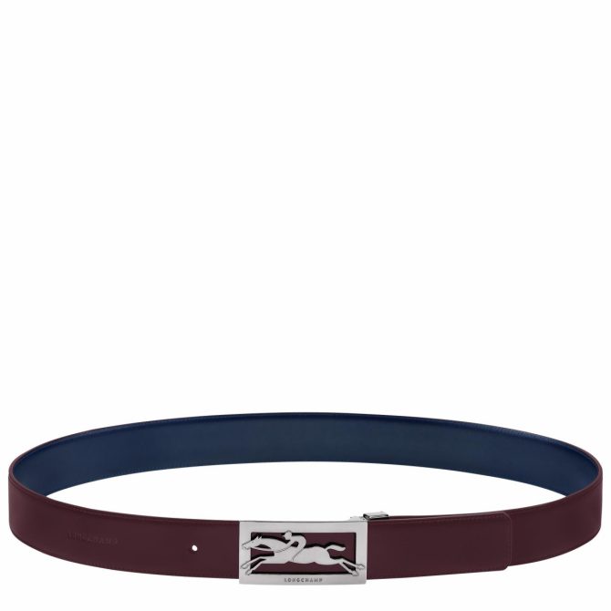 Men Belts | Longchamp Delta Box Men's Belt Navy/Burgundy