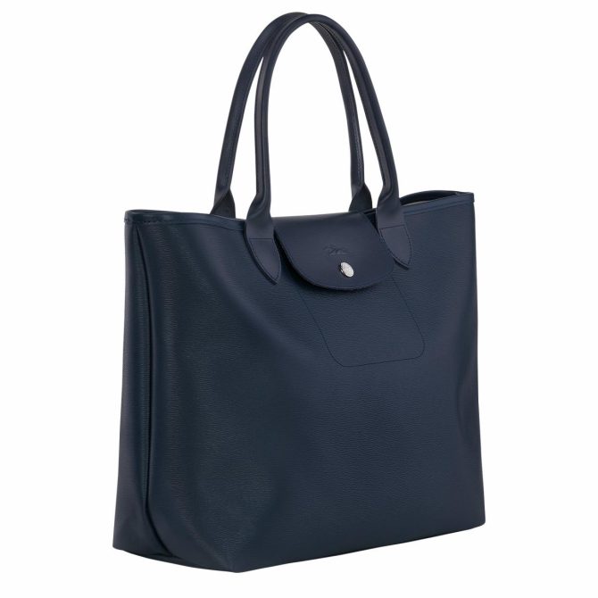 Women Handbags | Longchamp Le Pliage City L Tote Bag Navy