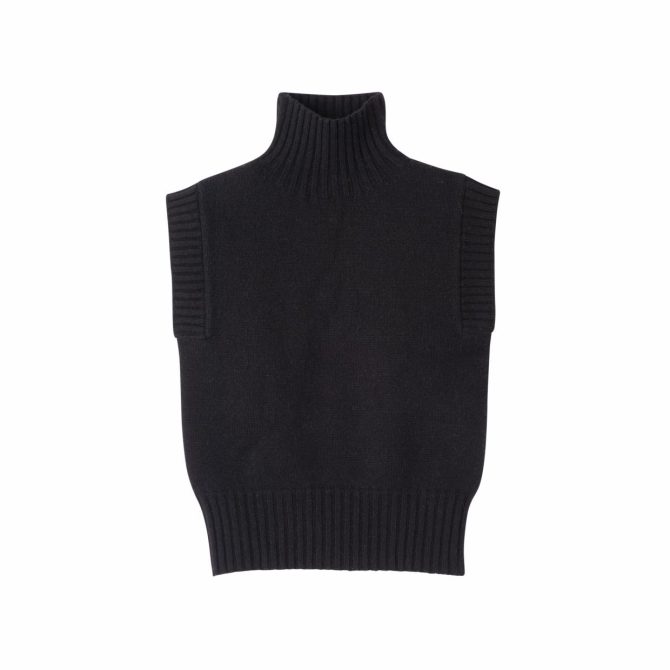 Women Knitwear | Longchamp High Collar No Sleeve Jumper Black