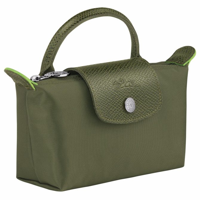 Men/Women Pouches & Cases | Longchamp Le Pliage Green Pouch With Handle Forest