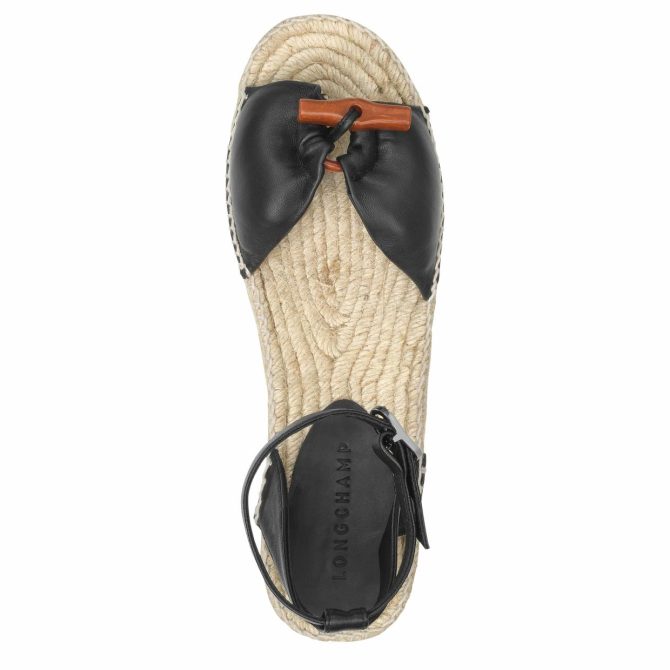 Women Sandals | Longchamp Le Roseau Wedge Espadrilles Black