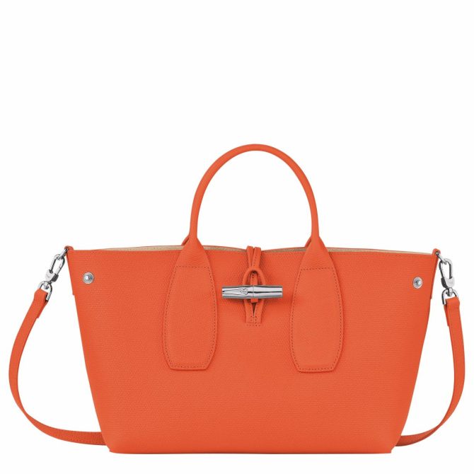 Women Handbags | Longchamp Le Roseau M Handbag Orange