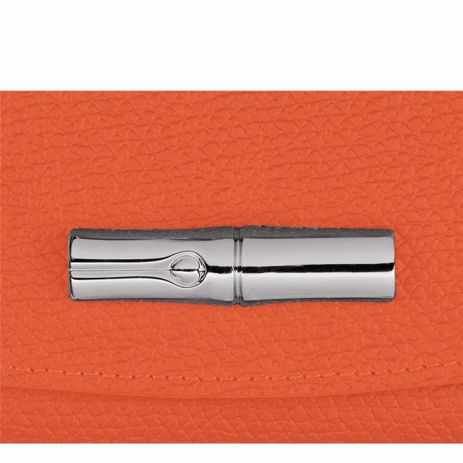 Women Leather Wallets | Longchamp Le Roseau Wallet Orange