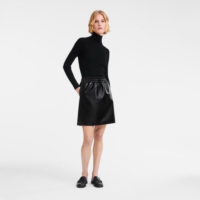 Women Knitwear | Longchamp High Collar Fitted Jumper Black