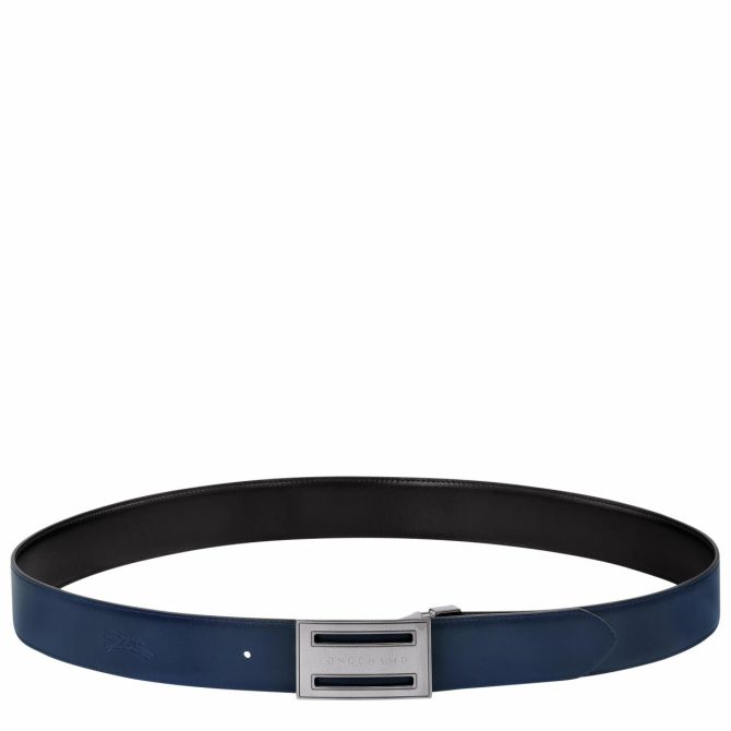 Men Belts | Longchamp Delta Box Black/Navy