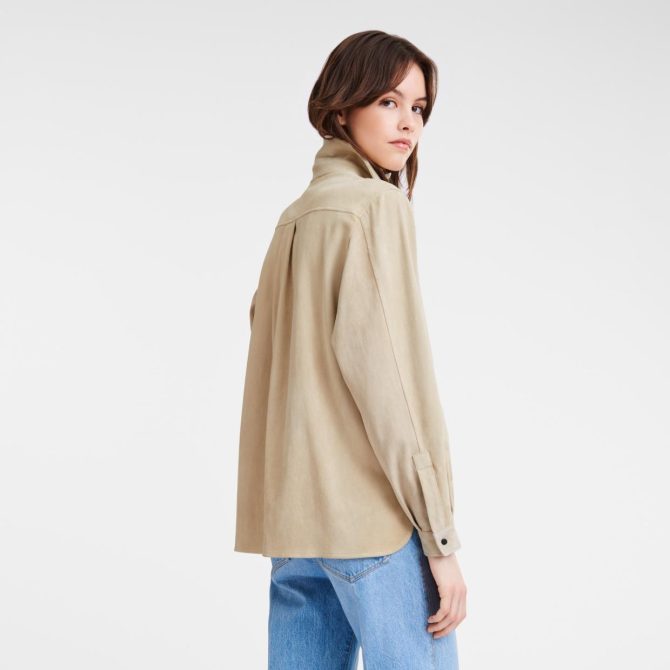 Women Tops & Blouses | Longchamp Straight Leather Shirt Linen